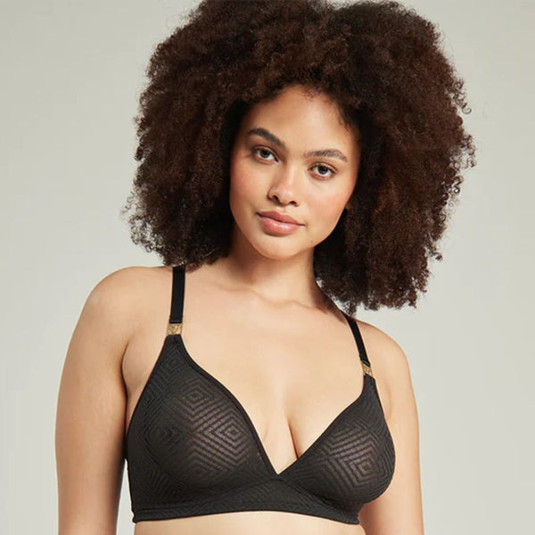 Sheer Deco Bralette - Black