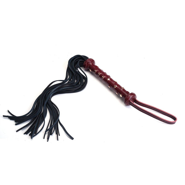 Wine Red Deluxe Heavy Flogger with Studded Handle