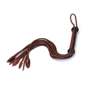 Wine Red and Black Leather Cat O Nine Tails Whip