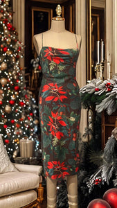 SATIN COWL NECK SLIP: HOLLY JOLLY / M