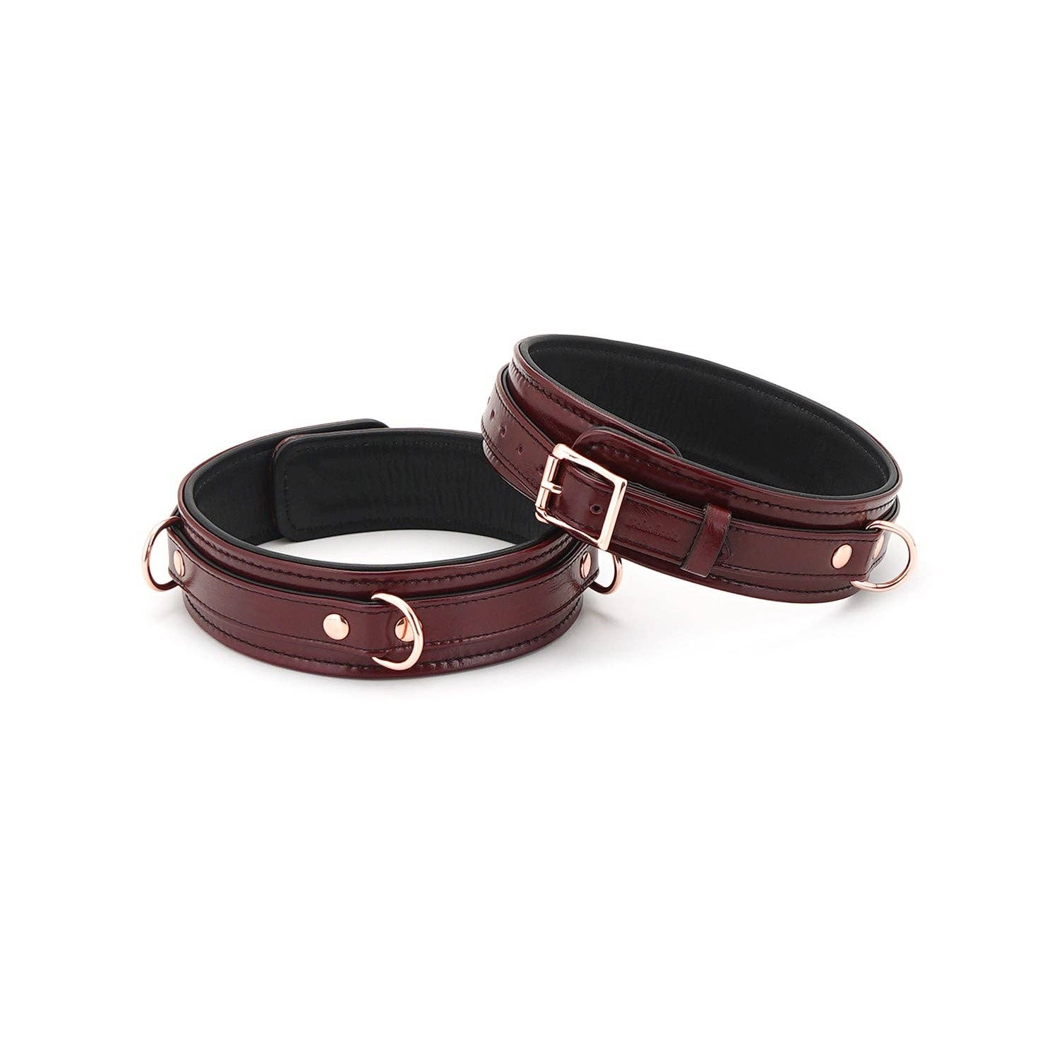 Leather Thigh cuffs - Wine Red