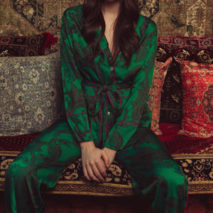 Emerald Damask Long Pajama Set