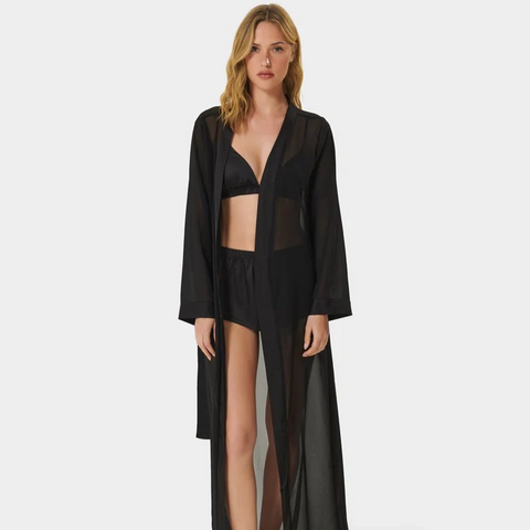 Marcella Long Kimono - Black Bluebella