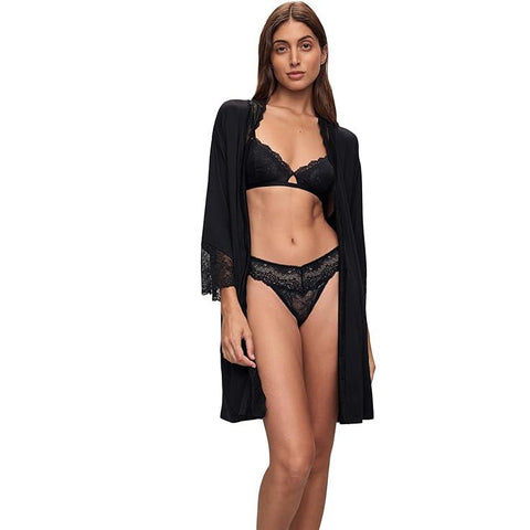 Lara Short Robe - Black - Eberjey