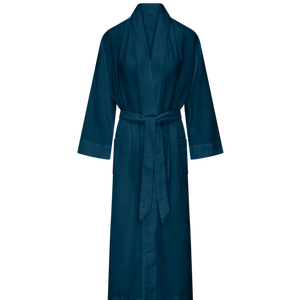 Organic Cotton Belted Robe - Navy