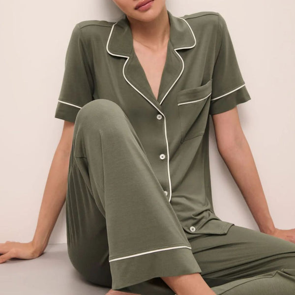 Gisele TENCEL™ Modal Short Sleeve & Pant PJ Set - Moss/Ivory