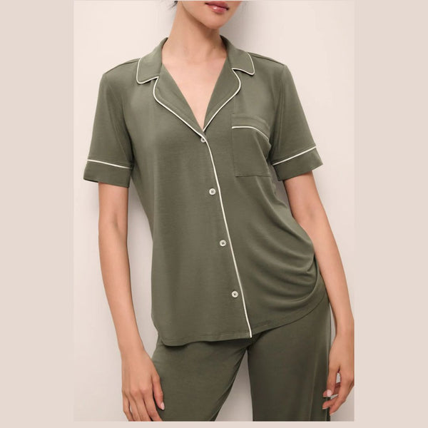 Gisele TENCEL™ Modal Short Sleeve & Pant PJ Set - Moss/Ivory