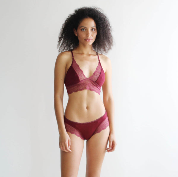 Bamboo and Lace Lingerie Set - Cordovan