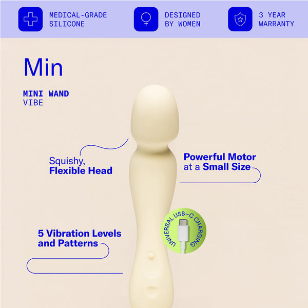 Min, Powerful Mini Wand Vibrator - Butter