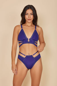 Shayna 2PC Caged Bra and Panty Set - Blue