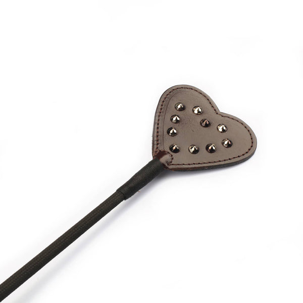 Luxury Brown Leather Crop with Brown Rivets