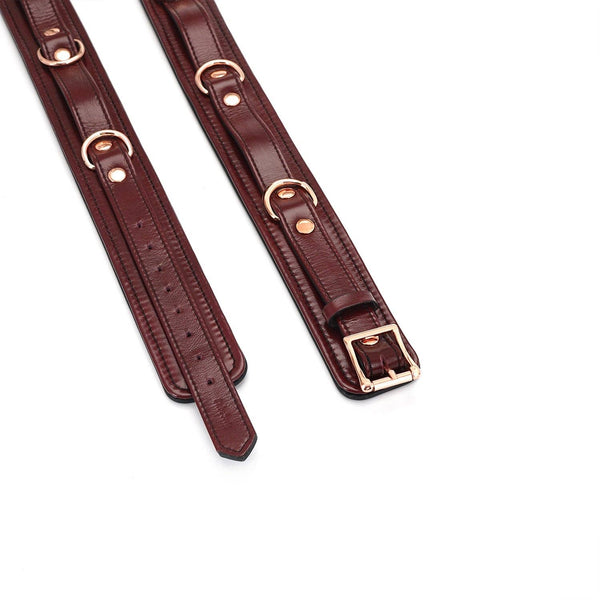 Leather Thigh cuffs - Wine Red