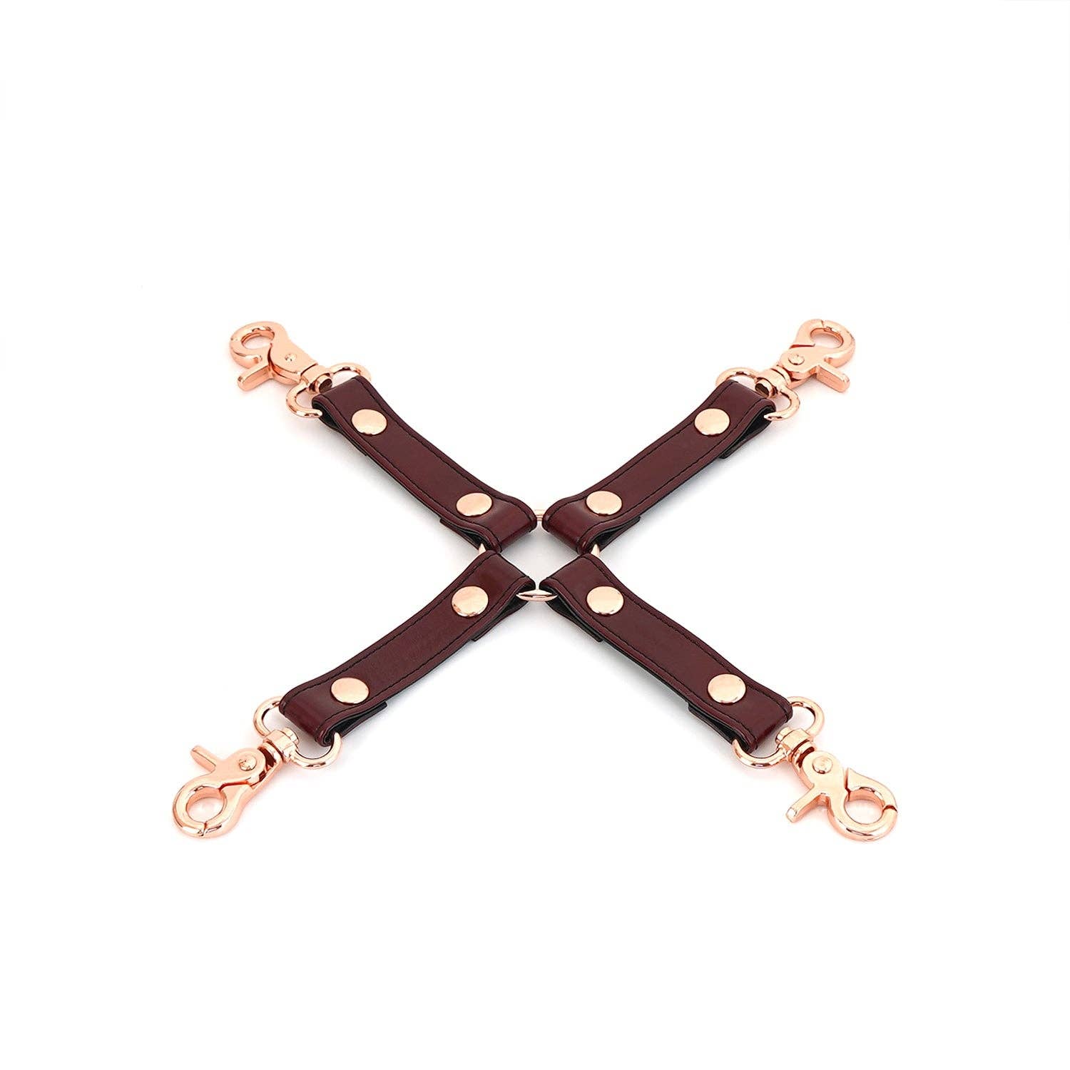 4-Way Leather Hogtie with Clips - Wine Red