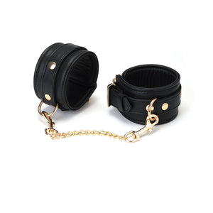 Leather Ankle Cuffs with Gold Hardware - Dark Secret