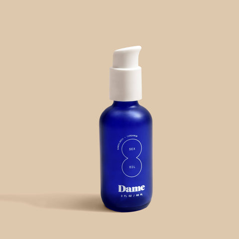 Massage oil in easy pump bottle.