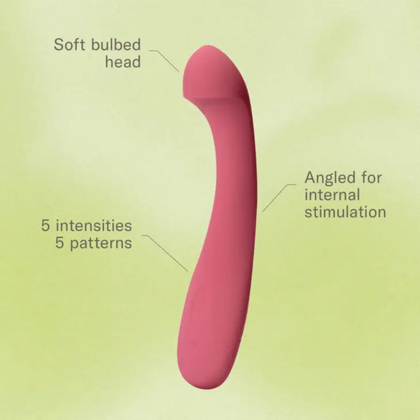 5-Speed/5-pattern G-spot Vibrator in Plum Color. Soft bulbed head and angled for internal stimulation.