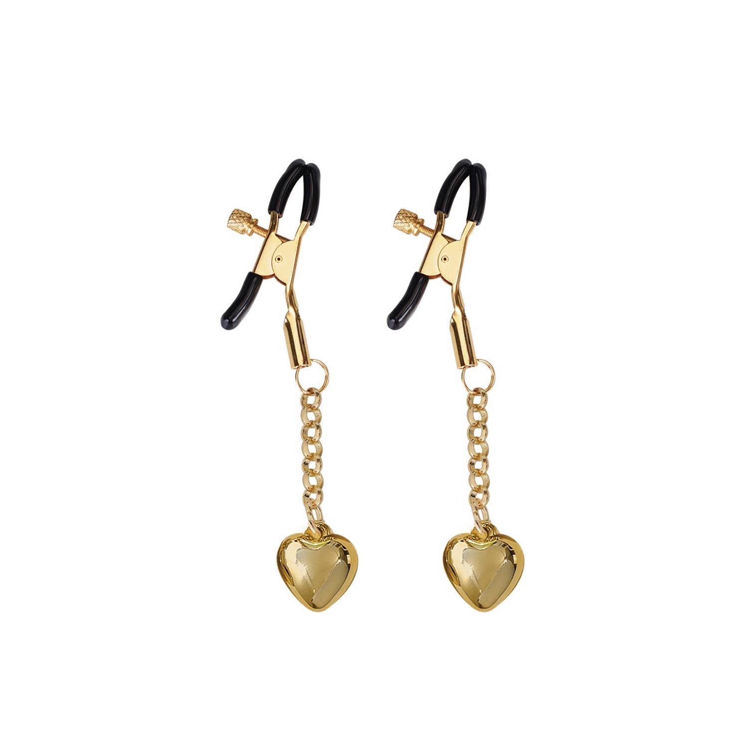 Gold Nipple Clamps (Two Pieces A Set): Heart Shape Solid