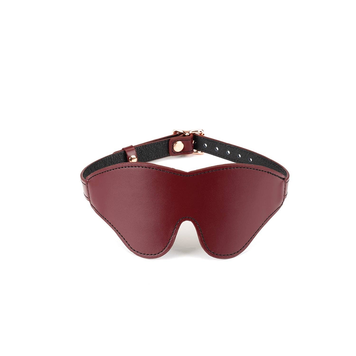 Leather Blindfold with Rose Gold Buckle - Wine