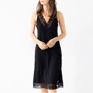 Simone Short Gown with lace trim